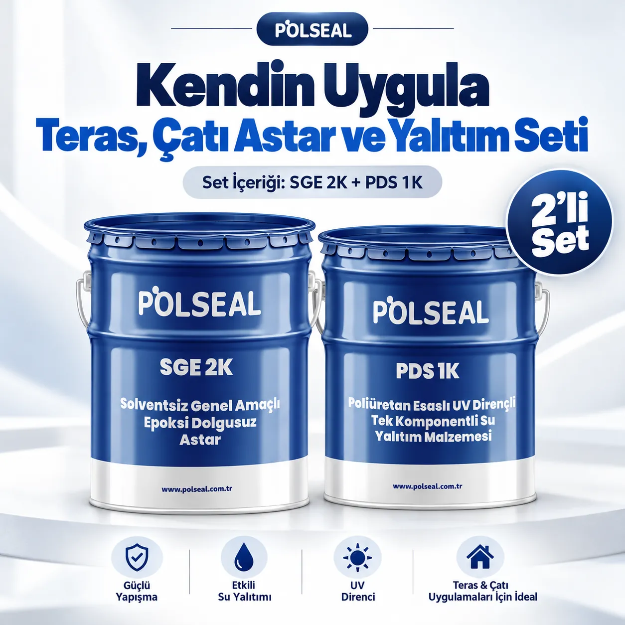 Polseal Kendin Uygula Teras ve Çatı Su Yalıtım Seti (Kendin Uygula)