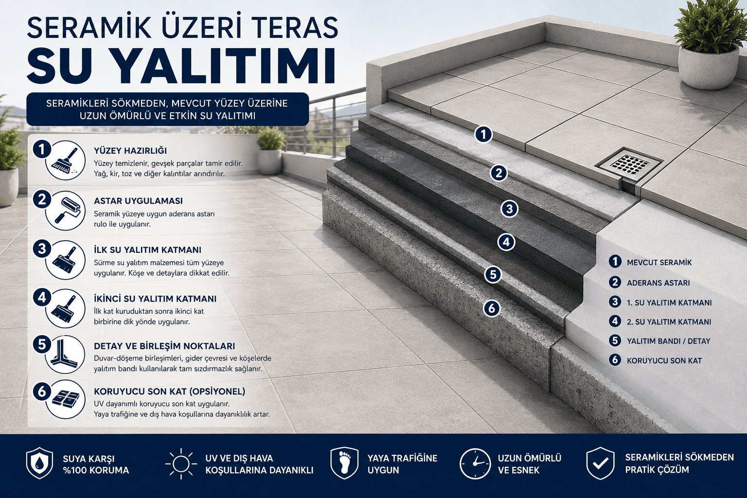 seramik üzeri su yalıtmı